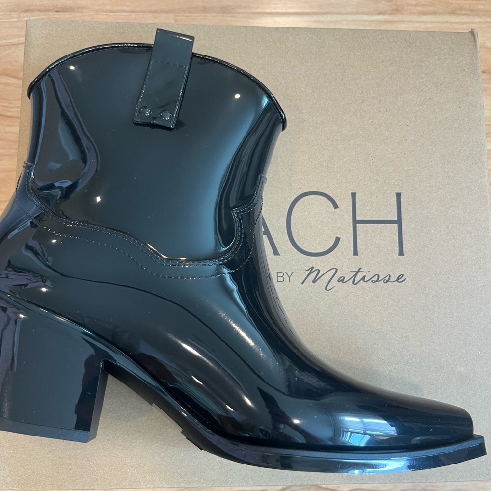 Black “Cowboy” Boot style heeled rain boots